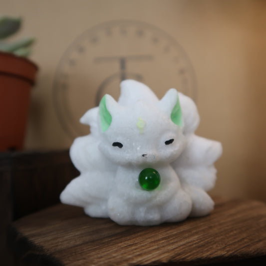 🦊 WHITE JADE: NINE-TAILED FOX (KITSUNE) ✨